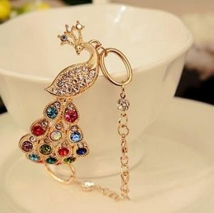 PEACOCK & Gold Waterfall-Tail Bracelet